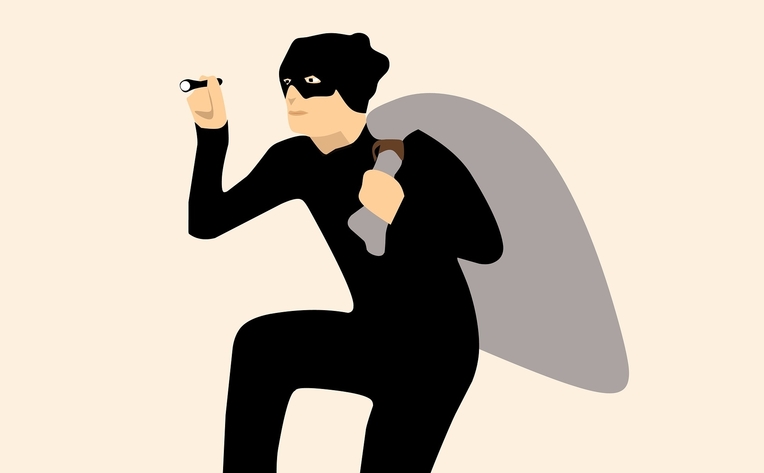 clip art burglar with bag and torch
