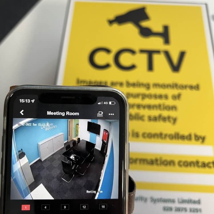security camera feed displayed on a smartphone